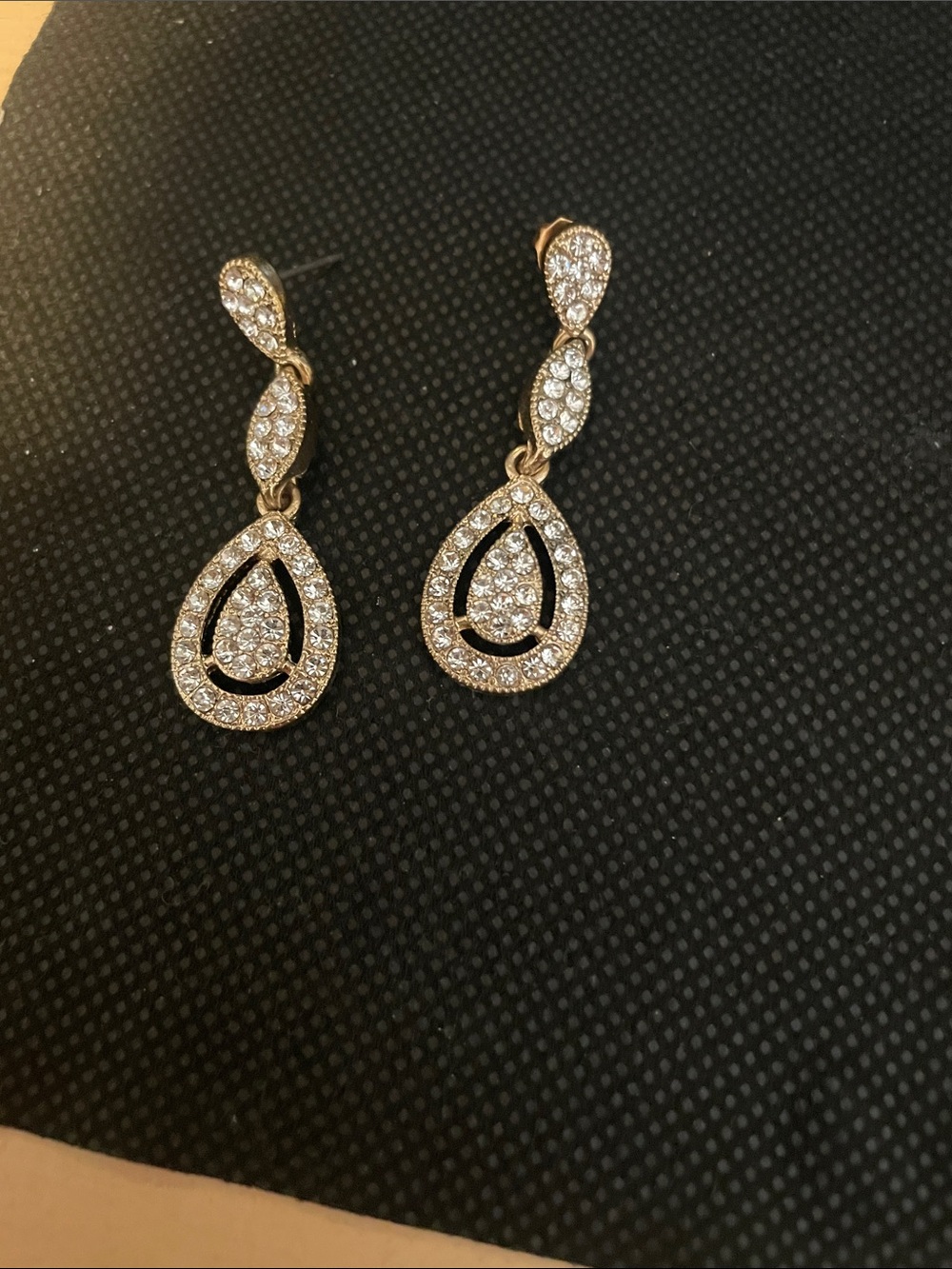 Gold Crystal Teardrop Dangle Earrings